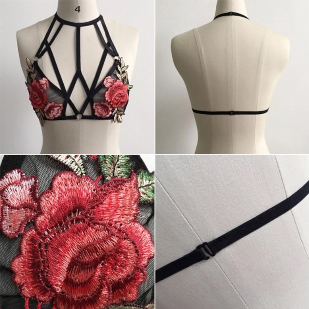 NEW HOLLOW OUT ROSE BRALETTE - Picture 4 of 5